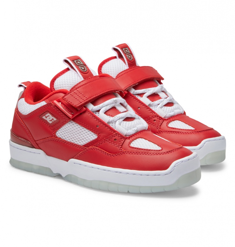 DC Shoes Js 1 - Skórzane Shoes Czerwone Białe | 48573NUDR