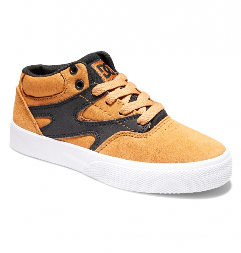 DC Shoes Kalis Vulc - Mid-Top Skórzane Shoes Czarne | 86503NWVU