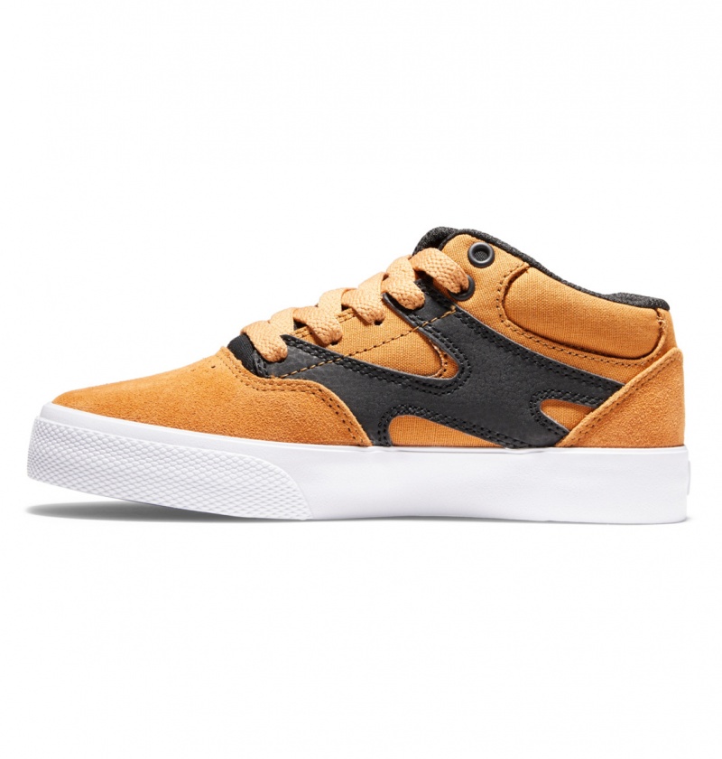 DC Shoes Kalis Vulc - Mid-Top Skórzane Shoes Czarne | 86503NWVU