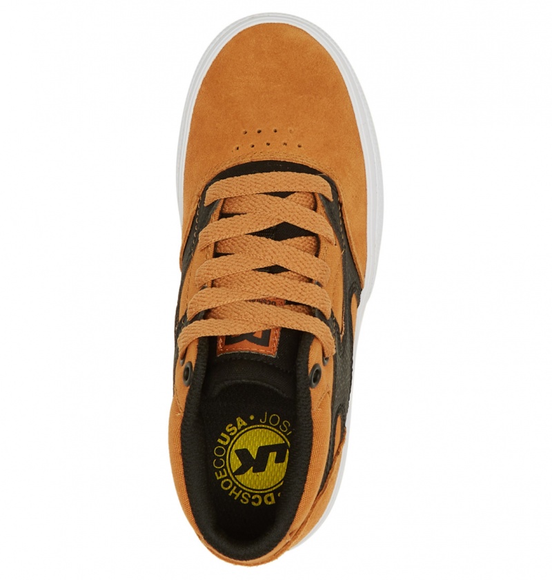 DC Shoes Kalis Vulc - Mid-Top Skórzane Shoes Czarne | 86503NWVU