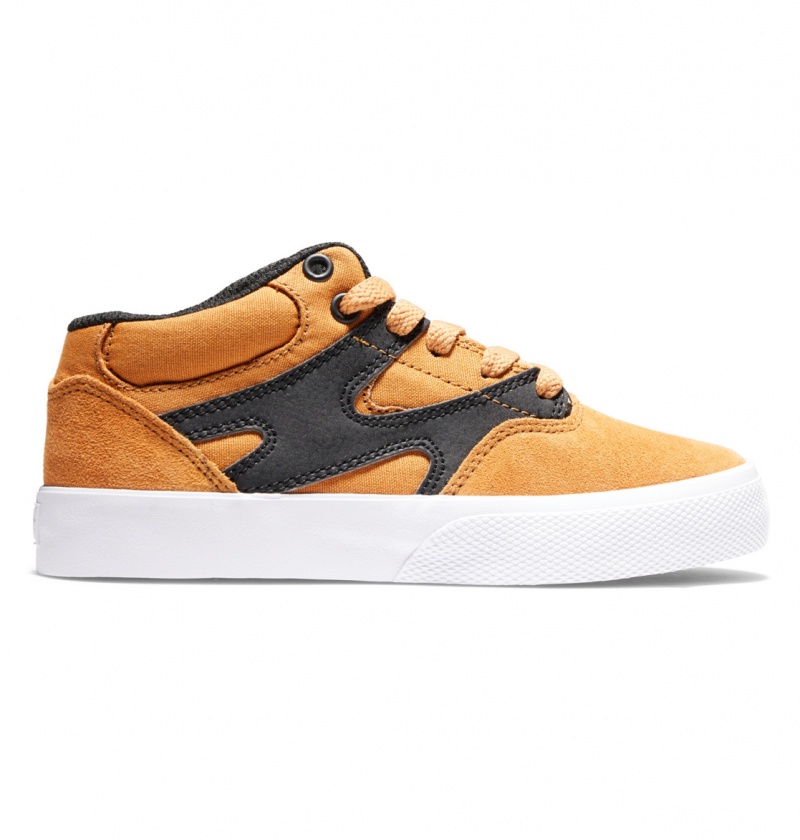 DC Shoes Kalis Vulc - Mid-Top Skórzane Shoes Czarne | 86503NWVU