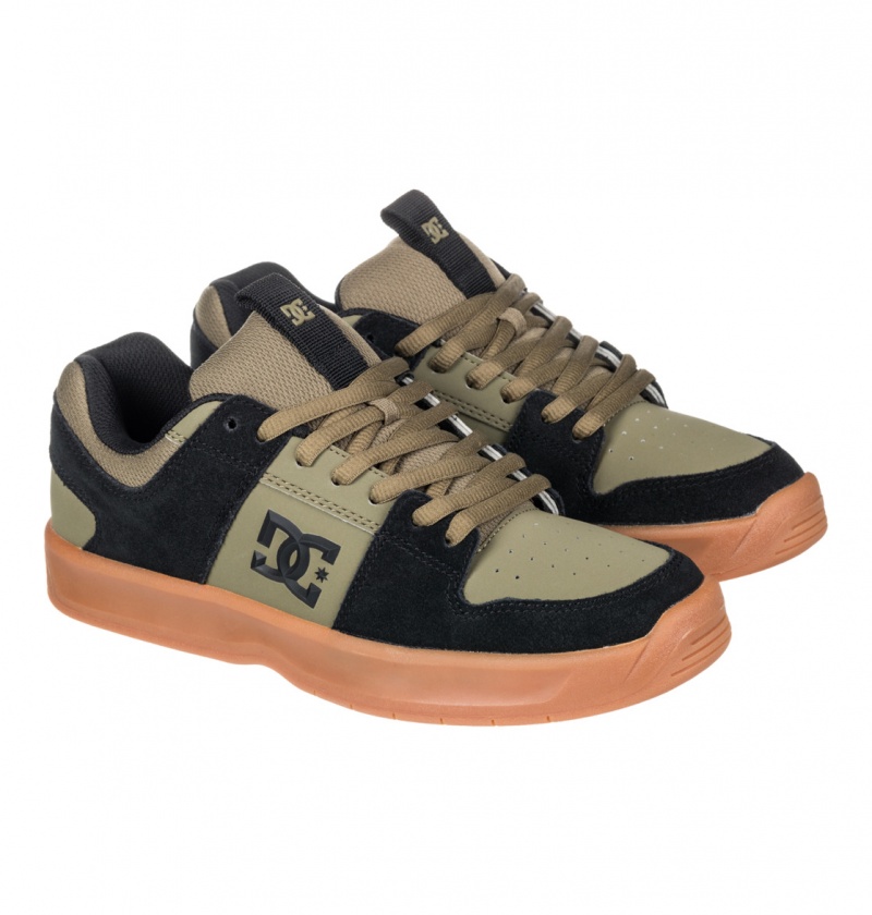 DC Shoes Lynx Zero - Skórzane Shoes Oliwkowe Czarne | 24806LVQF