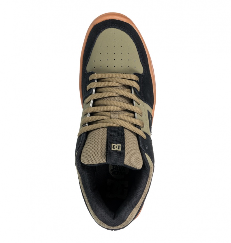 DC Shoes Lynx Zero - Skórzane Shoes Oliwkowe Czarne | 24806LVQF