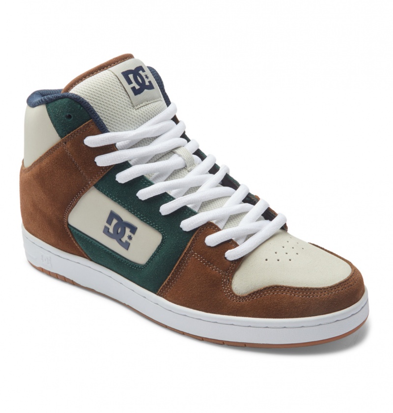 DC Shoes Manteca 4 Hi S - High-Top Skórzane Skate Shoes Brązowe Brązowe Zielone | 02971LSEY