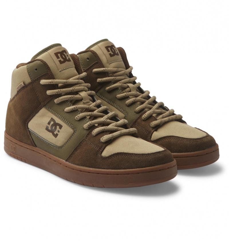 DC Shoes Manteca 4 Hi Wr - High-Top Skórzane Shoes Dk Choc / Military | 58392PRAN