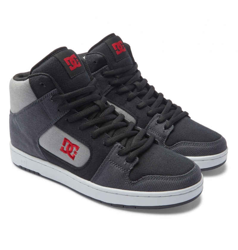 DC Shoes Manteca 4 Hi Zero Waste - High-Top Skórzane Shoes Czarne Czerwone Szare | 83241ILMH