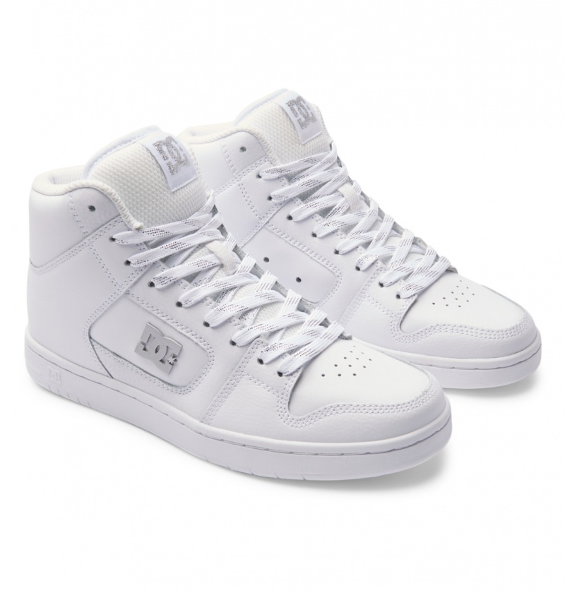 DC Shoes Manteca 4 Hi - High-Top Skórzane Shoes Białe Srebrne | 87940QFYX