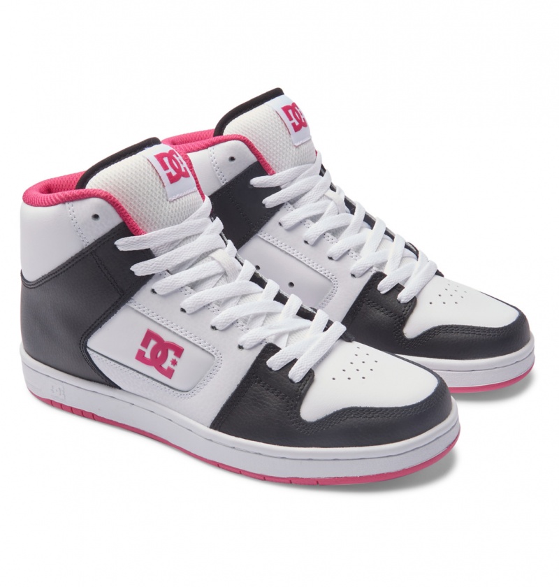 DC Shoes Manteca 4 Hi - High-Top Skórzane Shoes Czarne Białe Różowe | 26591LRQH