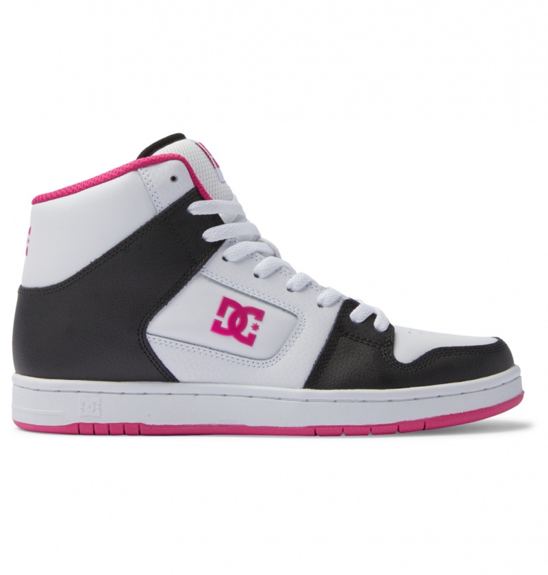 DC Shoes Manteca 4 Hi - High-Top Skórzane Shoes Czarne Białe Różowe | 26591LRQH