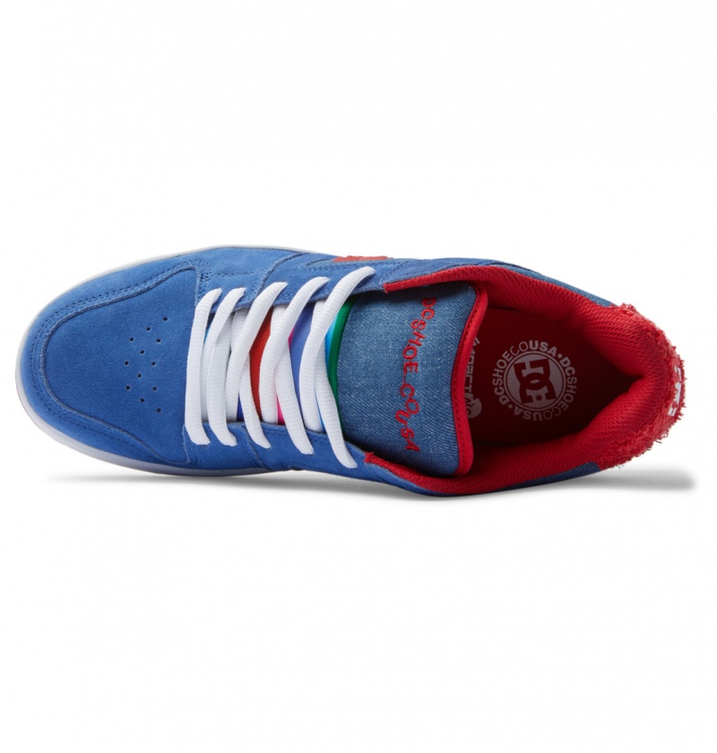 DC Shoes Manteca S - Skórzane Skate Shoes Niebieskie Czerwone | 78203BEVA