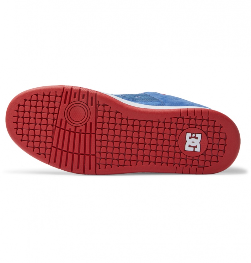 DC Shoes Manteca S - Skórzane Skate Shoes Niebieskie Czerwone | 78203BEVA