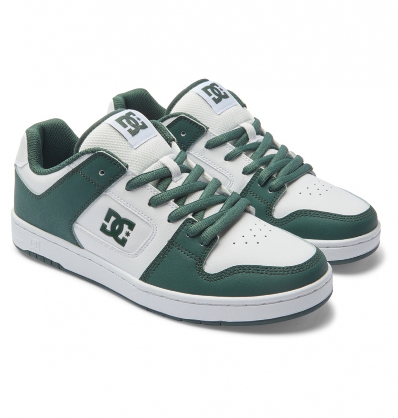 DC Shoes Manteca - Skórzane Shoes Białe Ciemny Oliwkowe | 93867OWYR