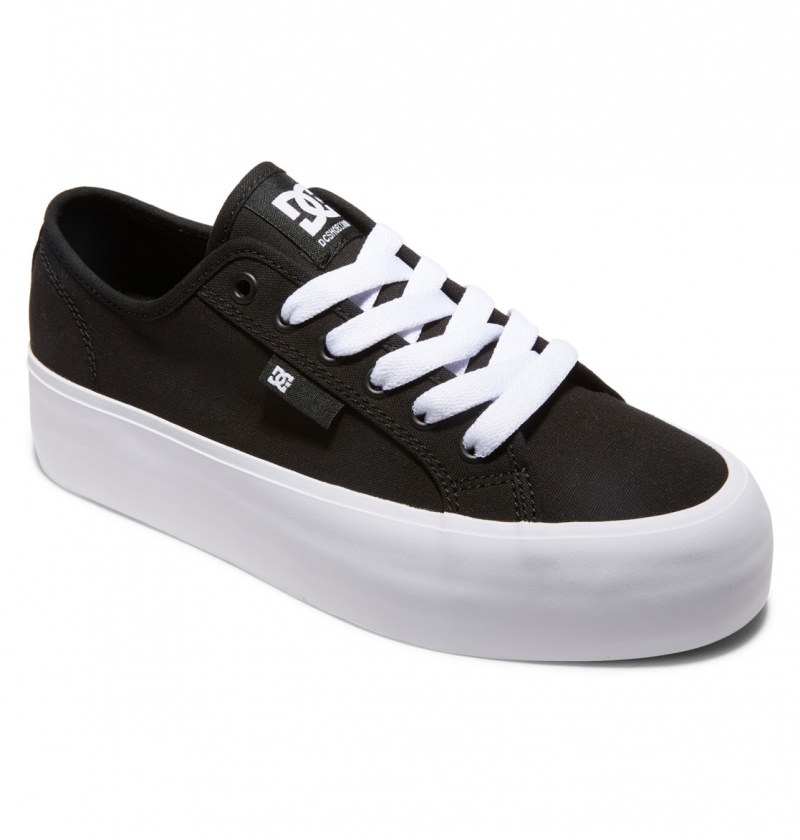 DC Shoes Manual Platformie - Flatform Shoes Czarne Białe | 95268CZPN