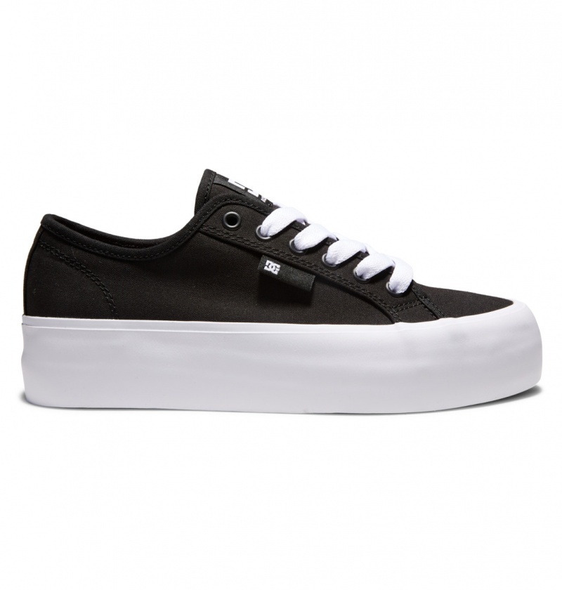 DC Shoes Manual Platformie - Flatform Shoes Czarne Białe | 95268CZPN