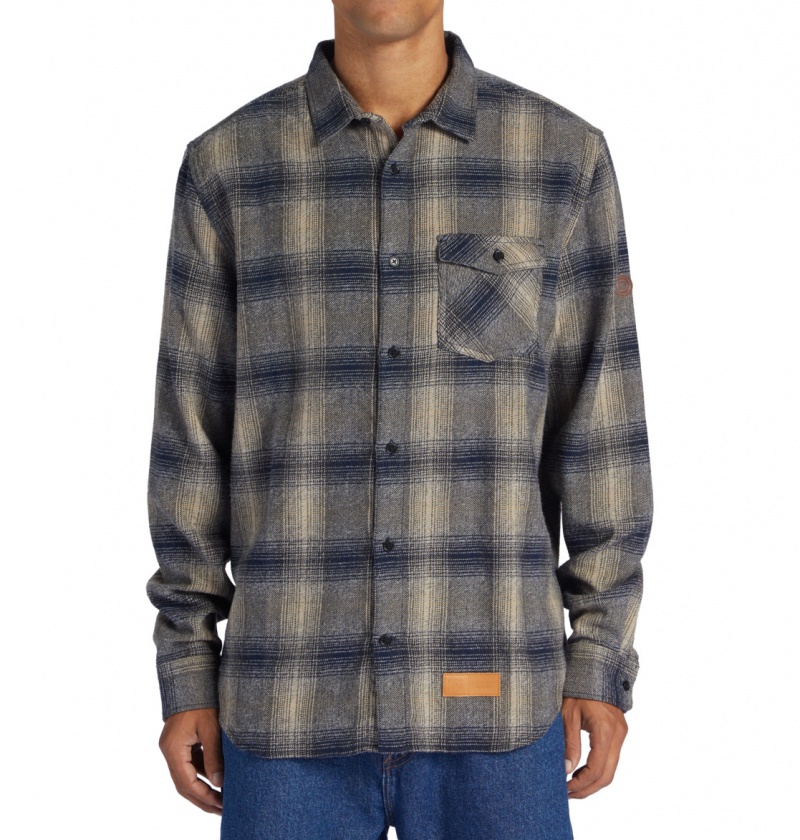 DC Shoes Marshal Flannel - Long Sleeve Shirt Niebieskie | 49875XYVQ