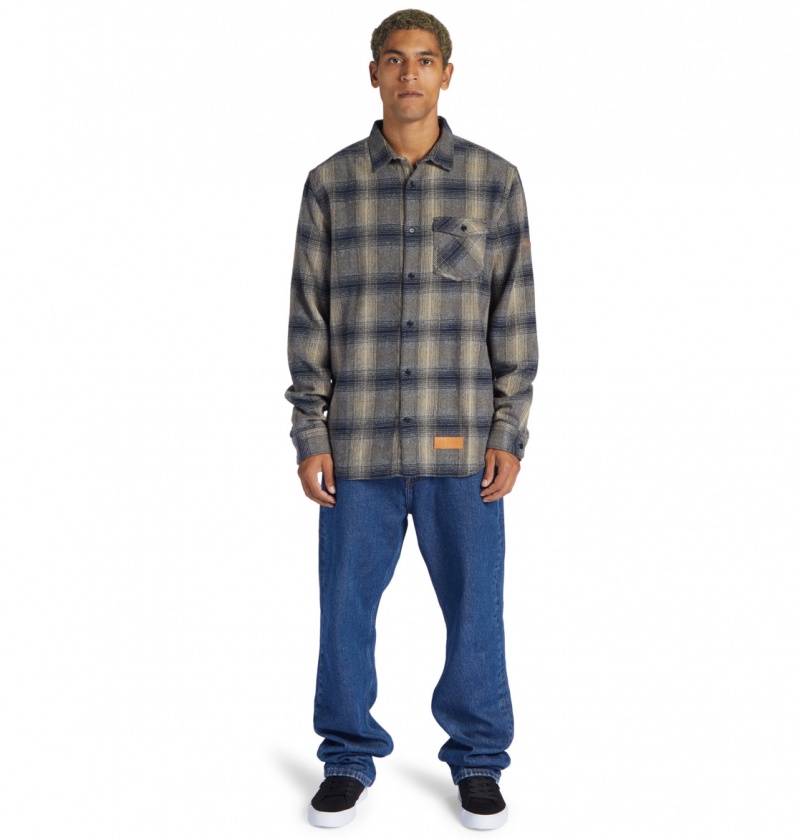 DC Shoes Marshal Flannel - Long Sleeve Shirt Niebieskie | 49875XYVQ