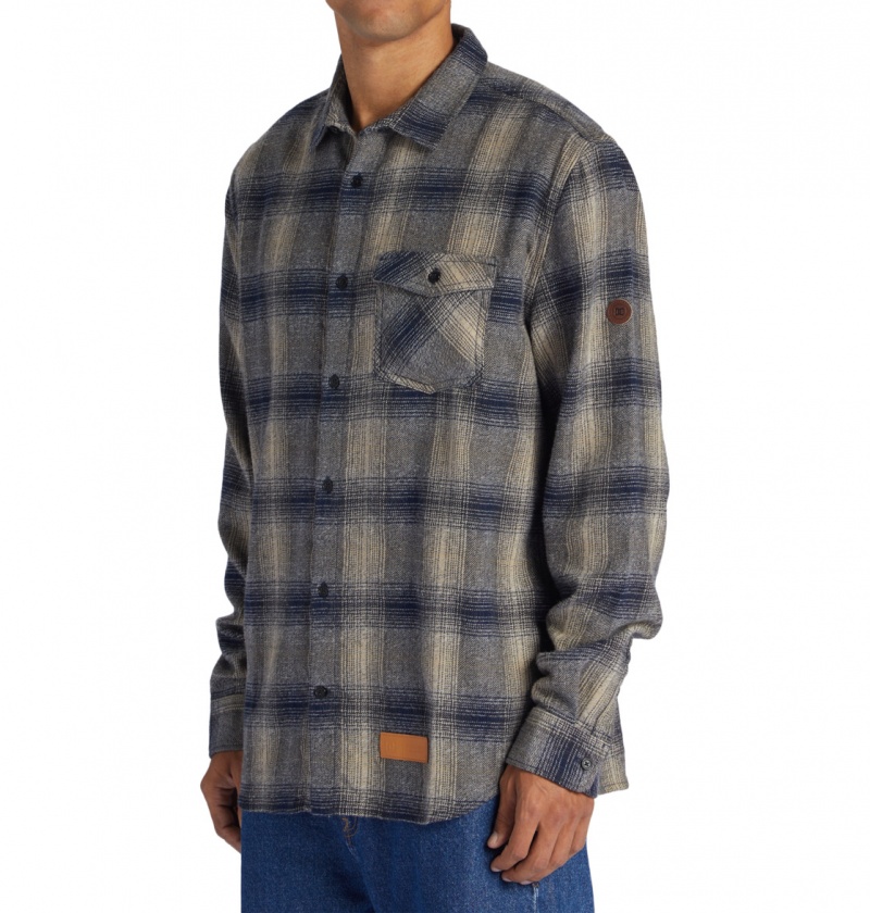 DC Shoes Marshal Flannel - Long Sleeve Shirt Niebieskie | 49875XYVQ