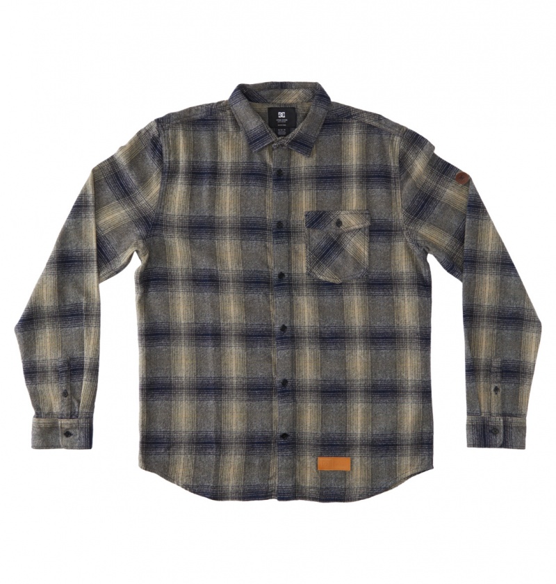 DC Shoes Marshal Flannel - Long Sleeve Shirt Niebieskie | 49875XYVQ