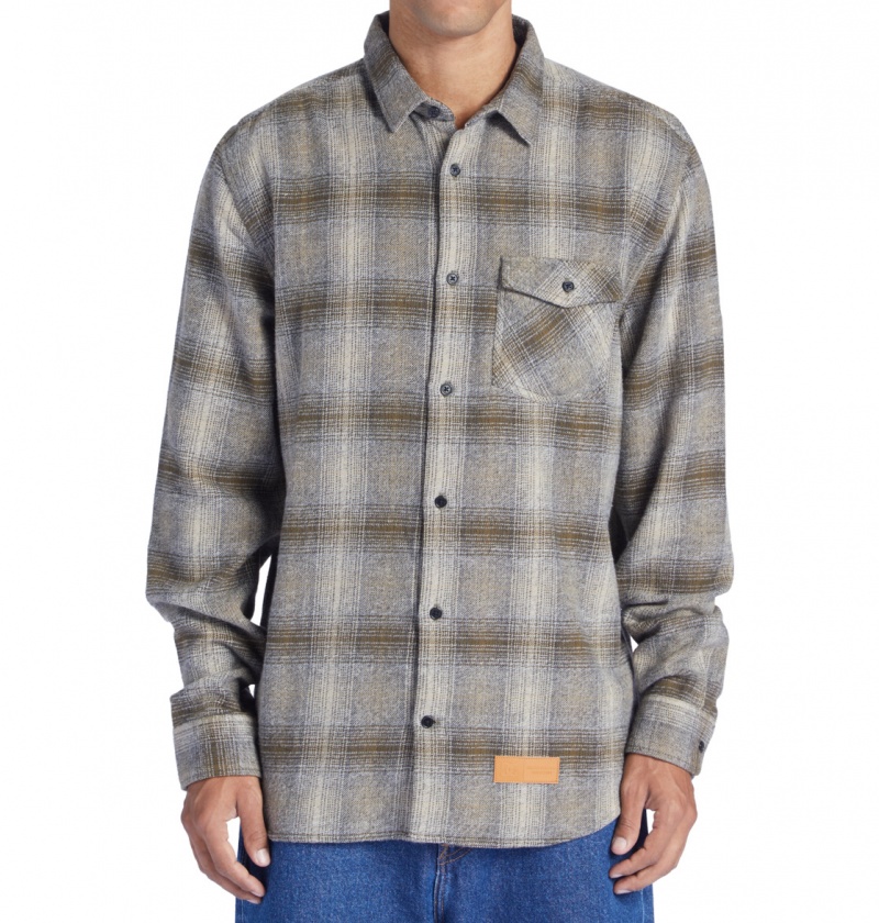 DC Shoes Marshal Flannel - Long Sleeve Shirt Capers / Plaza Toupe Plaid | 86497UVDT