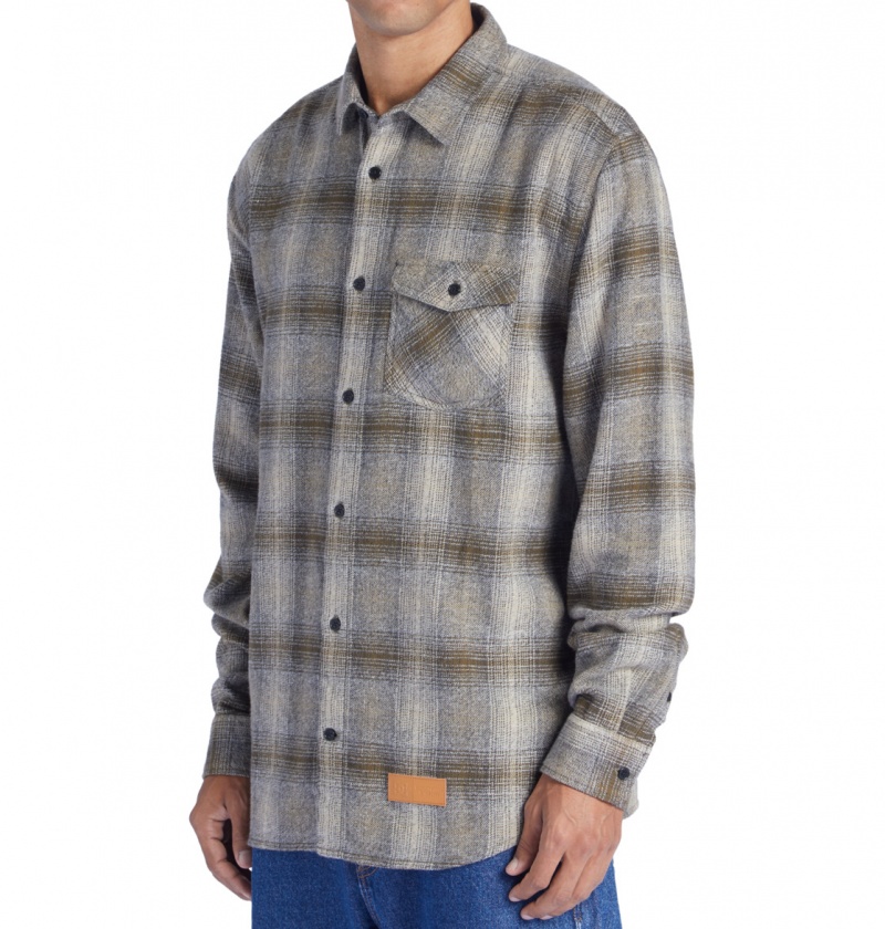 DC Shoes Marshal Flannel - Long Sleeve Shirt Capers / Plaza Toupe Plaid | 86497UVDT