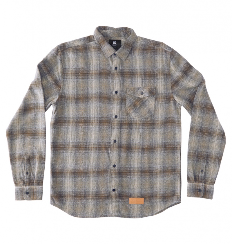 DC Shoes Marshal Flannel - Long Sleeve Shirt Capers / Plaza Toupe Plaid | 86497UVDT