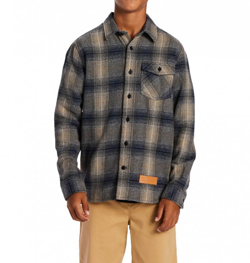 DC Shoes Marshal Flannel - Long Sleeve Shirt 10-16 Niebieskie | 15763UMPI