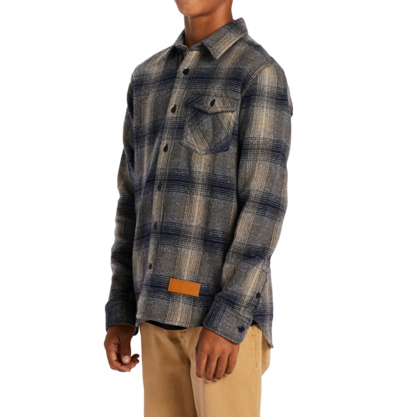 DC Shoes Marshal Flannel - Long Sleeve Shirt 10-16 Niebieskie | 15763UMPI