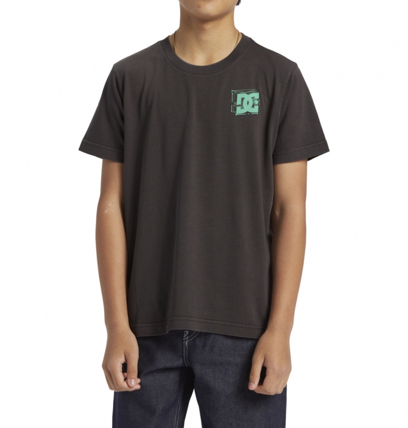 DC Shoes Mid Century - T-Shirt 8-16 Czarne Niebieskie | 57963JSPX