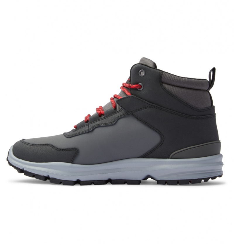 DC Shoes Mutiny - Skórzane Boots Szare Czarne Czerwone | 30291HLCE