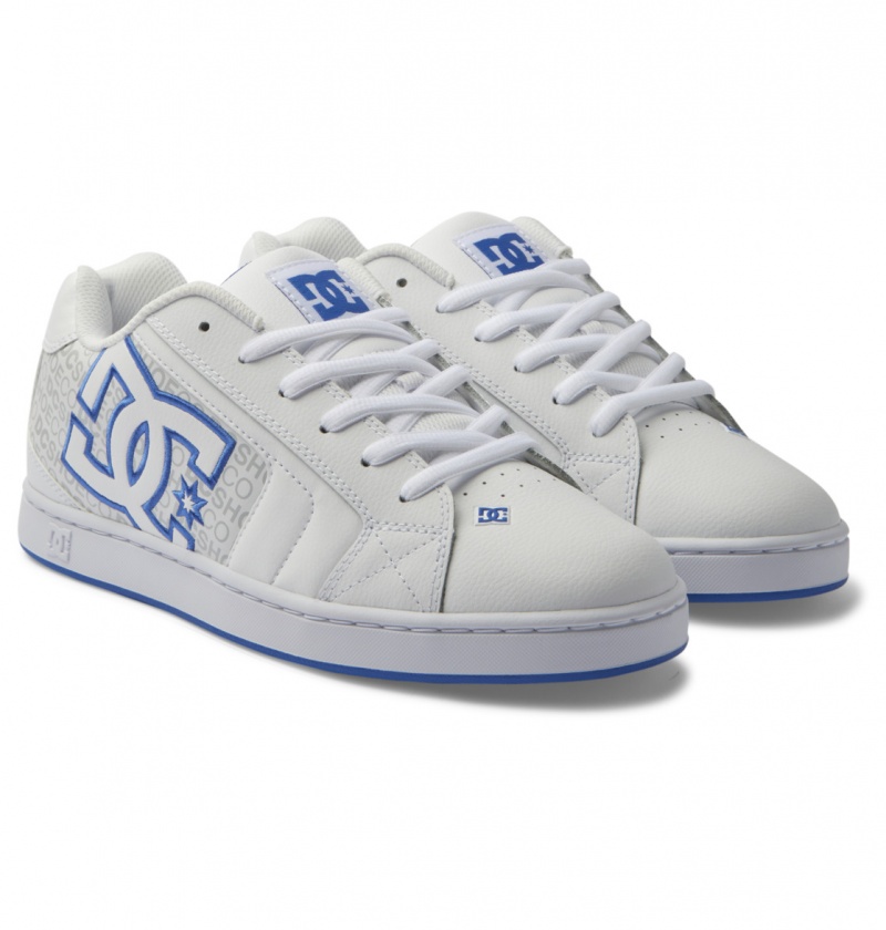 DC Shoes Net - Skórzane Shoes Białe Szare Niebieskie | 84129IFRY