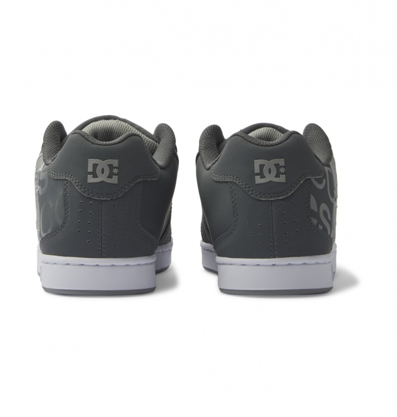 DC Shoes Net - Skórzane Shoes Szare Białe | 06589BLHO