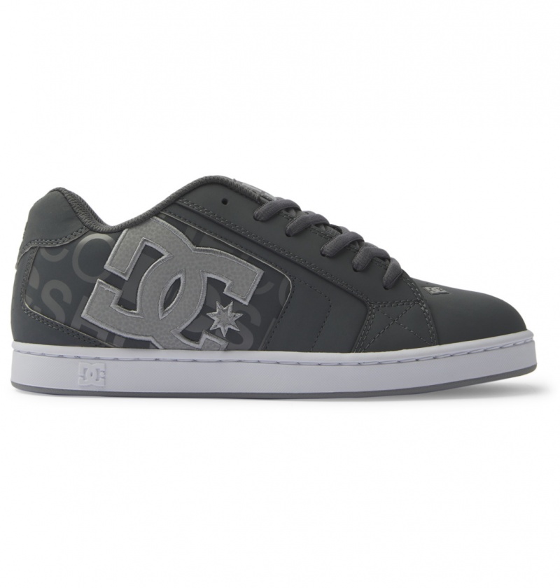 DC Shoes Net - Skórzane Shoes Szare Białe | 06589BLHO