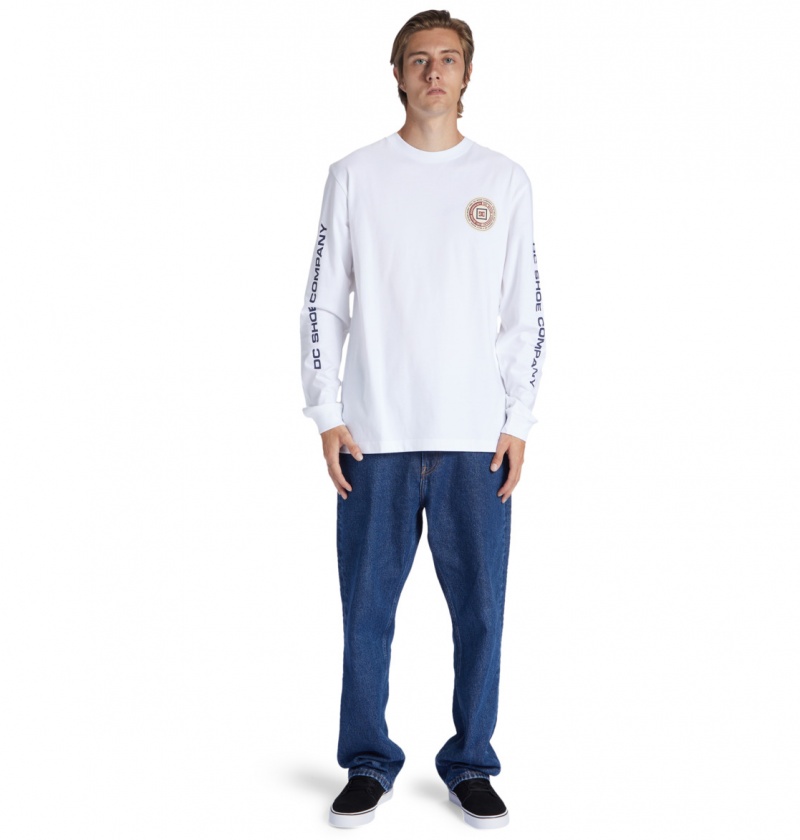 DC Shoes Old Head - Long Sleeve T-Shirt Białe | 73860ZELD