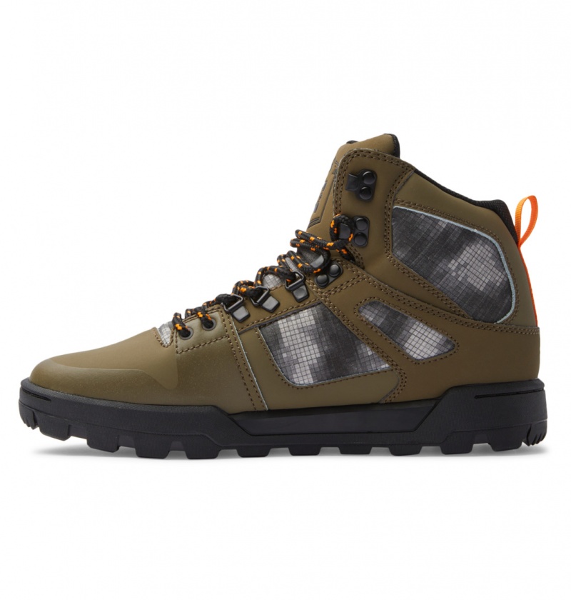 DC Shoes Pure Hi - Wody Resistant High Top Skórzane Boots Oliwkowe Czarne | 52107PJUF