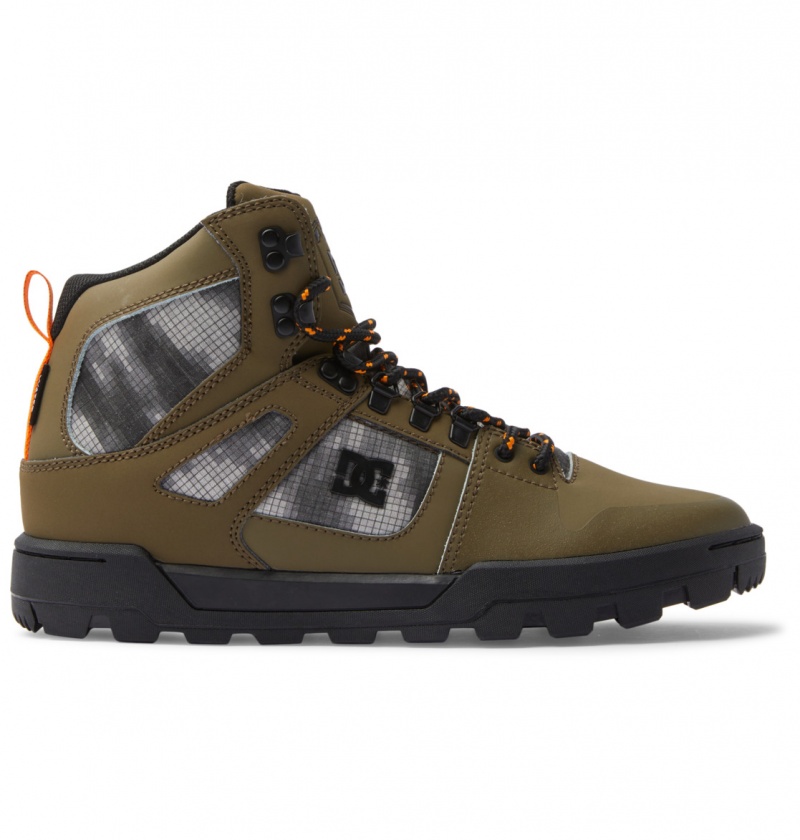 DC Shoes Pure Hi - Wody Resistant High Top Skórzane Boots Oliwkowe Czarne | 52107PJUF