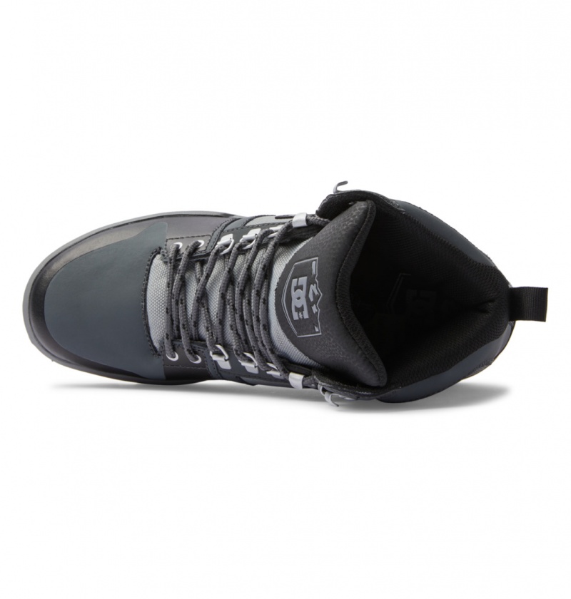 DC Shoes Pure Hi - Wody Resistant High Top Skórzane Boots Czarne Szare Czarne | 97602TFGA