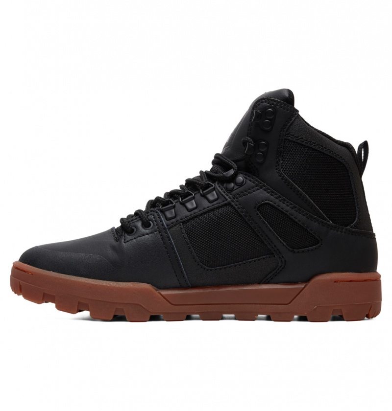 DC Shoes Pure Hi - Wody Resistant High Top Skórzane Boots Czarne | 86730JGSL