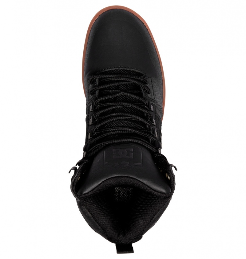 DC Shoes Pure Hi - Wody Resistant High Top Skórzane Boots Czarne | 86730JGSL