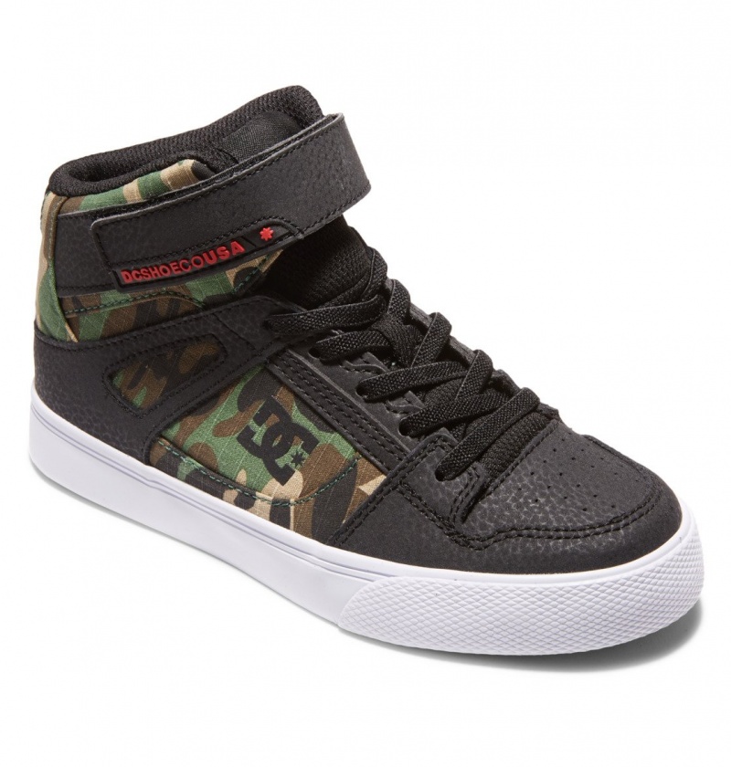 DC Shoes Pure High-Top EV - High-Top Skórzane Shoes Czarne Camo | 20354ATMK