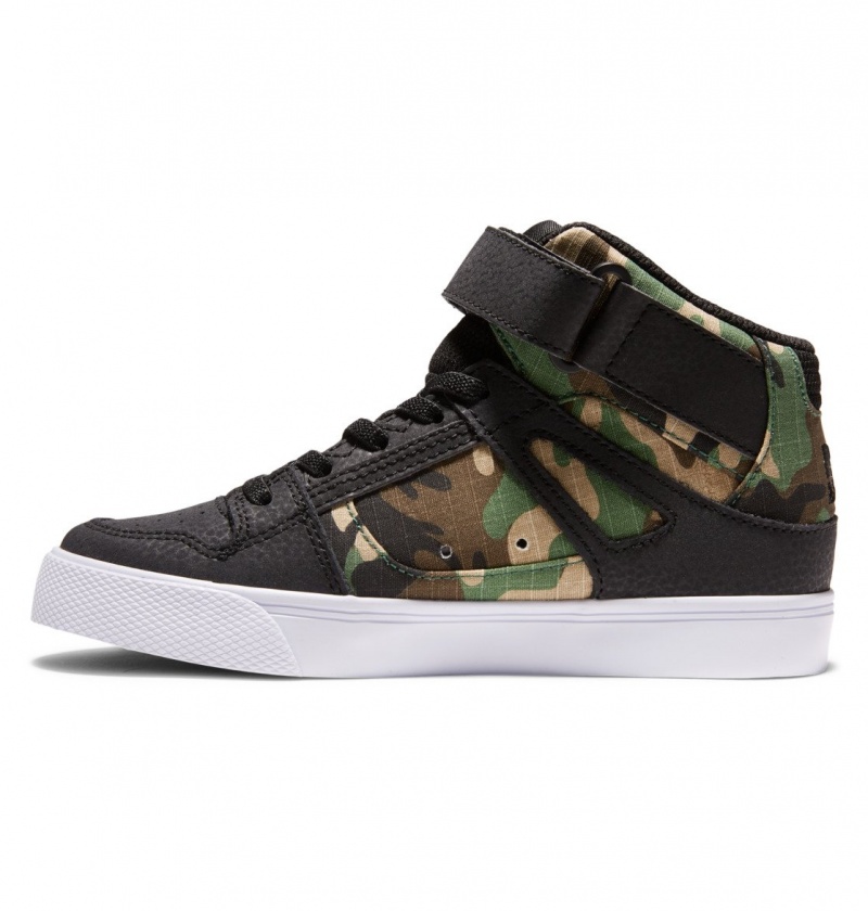 DC Shoes Pure High-Top EV - High-Top Skórzane Shoes Czarne Camo | 20354ATMK