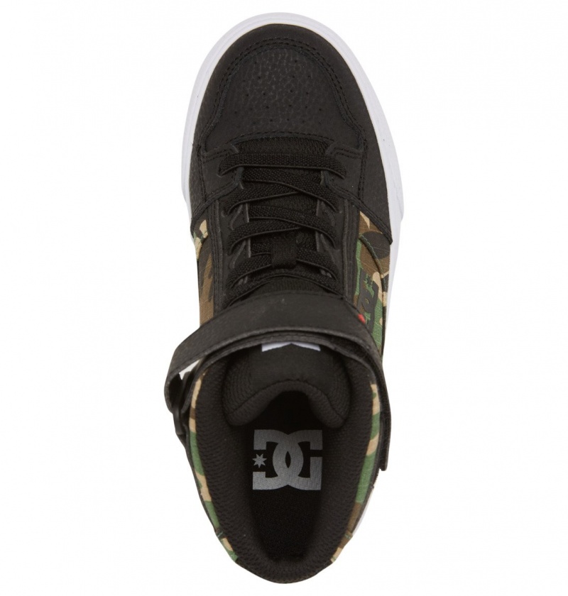 DC Shoes Pure High-Top EV - High-Top Skórzane Shoes Czarne Camo | 20354ATMK