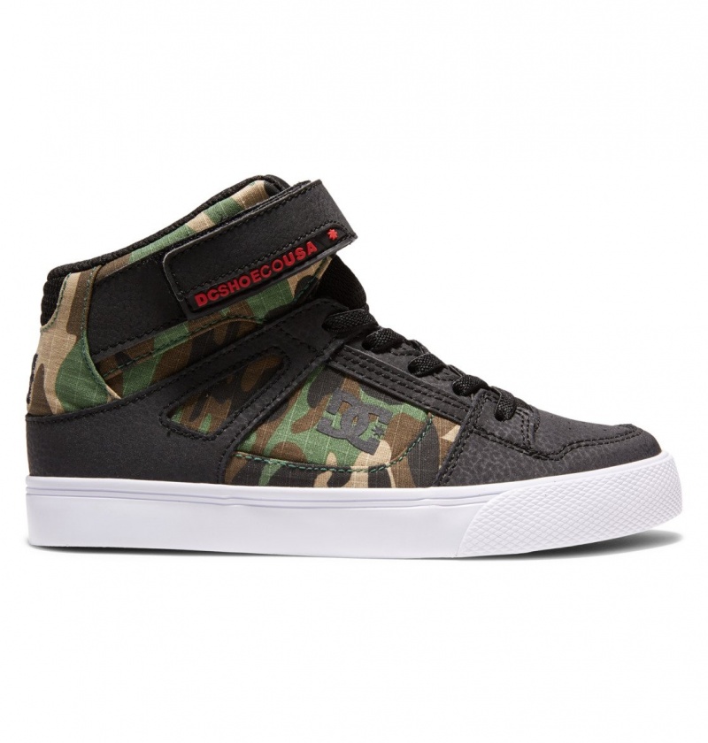 DC Shoes Pure High-Top EV - High-Top Skórzane Shoes Czarne Camo | 20354ATMK