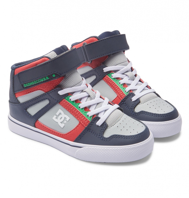 DC Shoes Pure High-Top EV - High-Top Skórzane Shoes Szare Granatowe | 07486NQHJ