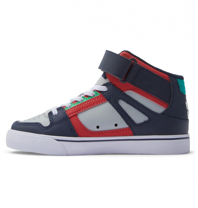 DC Shoes Pure High-Top EV - High-Top Skórzane Shoes Szare Granatowe | 07486NQHJ