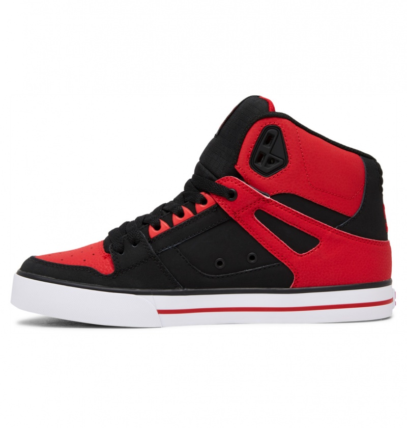 DC Shoes Pure High-Top - Skórzane High-Top Shoes Czerwone Białe Czarne | 74615KIRU