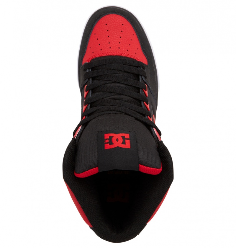 DC Shoes Pure High-Top - Skórzane High-Top Shoes Czerwone Białe Czarne | 74615KIRU