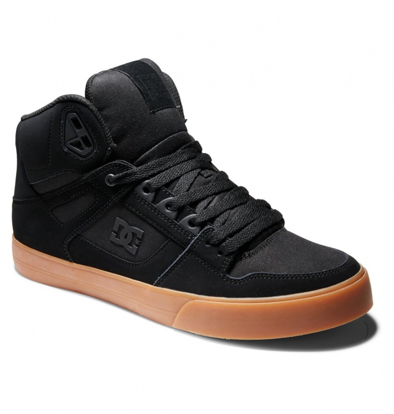 DC Shoes Pure High-Top - Skórzane High-Top Shoes Czarne | 12703ANSR