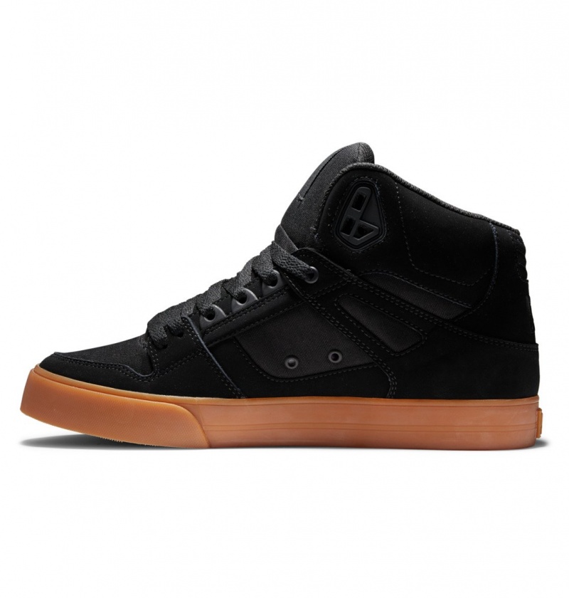 DC Shoes Pure High-Top - Skórzane High-Top Shoes Czarne | 12703ANSR