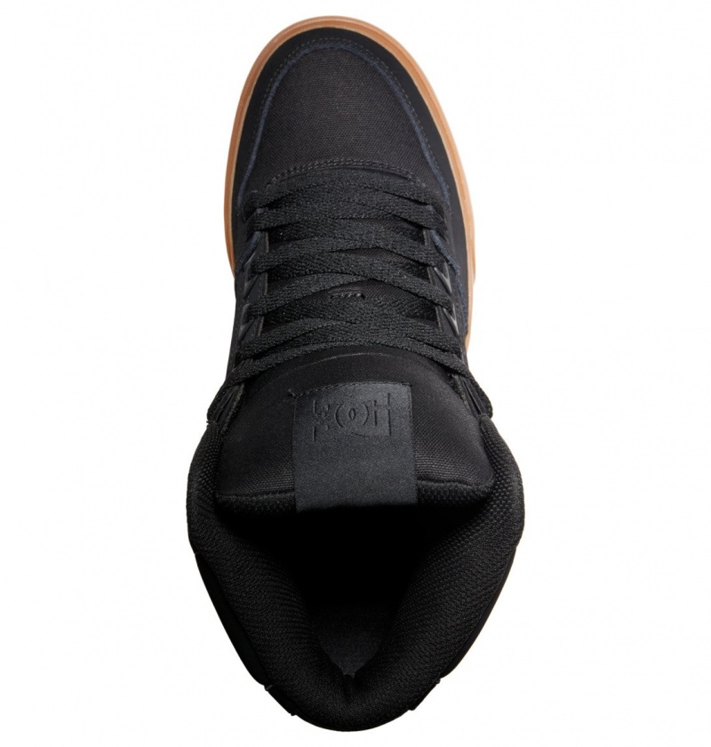 DC Shoes Pure High-Top - Skórzane High-Top Shoes Czarne | 12703ANSR