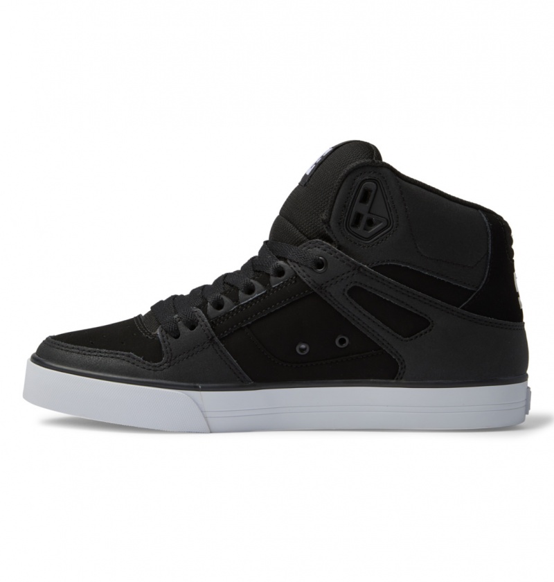 DC Shoes Pure High-Top - Skórzane High-Top Shoes Czarne Czarne Białe | 18953JNBE